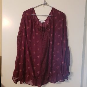 Sheer Peasant Blouse with Lace Panels [3x]